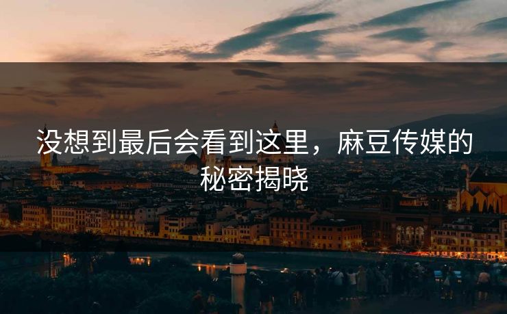 没想到最后会看到这里，麻豆传媒的秘密揭晓  第1张