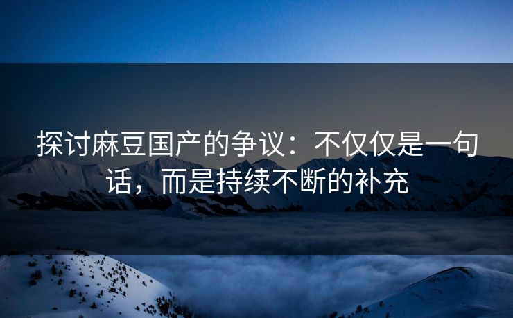 探讨麻豆国产的争议：不仅仅是一句话，而是持续不断的补充  第1张