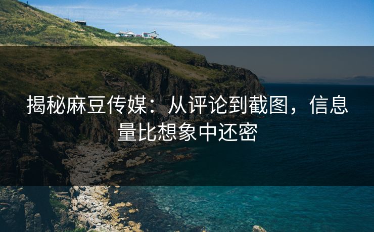 揭秘麻豆传媒:从评论到截图,信息量比想象中还密 第1张 揭秘麻豆传媒:从评论到截图,信息量比想象中还密 第1张