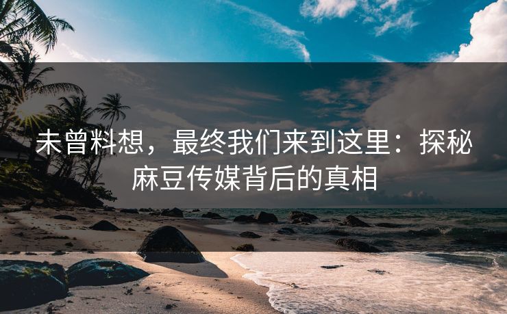 未曾料想,最终我们来到这里:探秘麻豆传媒背后的真相 第1张 未曾料想,最终我们来到这里:探秘麻豆传媒背后的真相 第1张