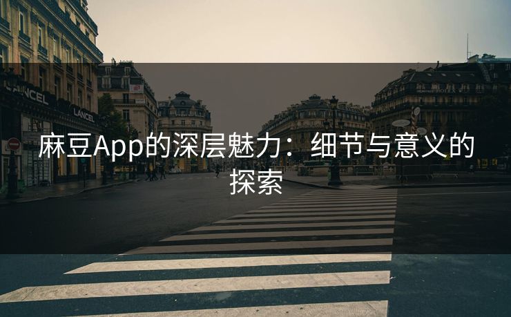 麻豆App的深层魅力:细节与意义的探索 第1张 麻豆App的深层魅力:细节与意义的探索 第1张
