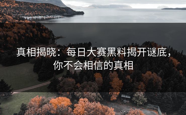 真相揭晓:每日大赛黑料揭开谜底,你不会相信的真相 第1张 真相揭晓:每日大赛黑料揭开谜底,你不会相信的真相 第1张