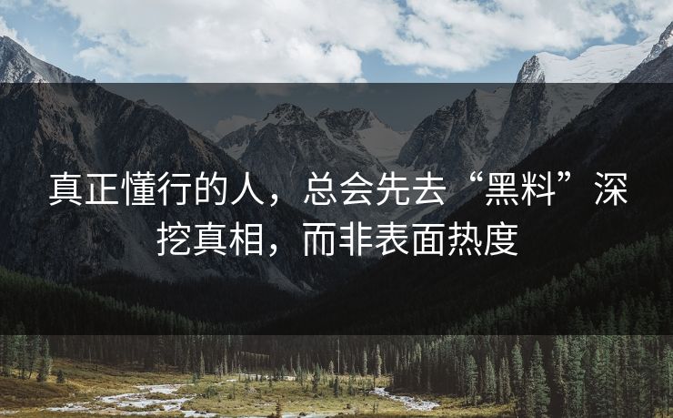 真正懂行的人,总会先去“黑料”深挖真相,而非表面热度 第1张 真正懂行的人,总会先去“黑料”深挖真相,而非表面热度 第1张