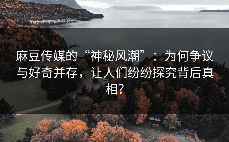 麻豆传媒的“神秘风潮”:为何争议与好奇并存,让人们纷纷探究背后真相? 第1张 麻豆传媒的“神秘风潮”:为何争议与好奇并存,让人们纷纷探究背后真相? 第1张