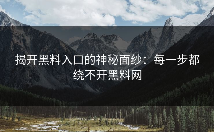 揭开黑料入口的神秘面纱：每一步都绕不开黑料网  第1张