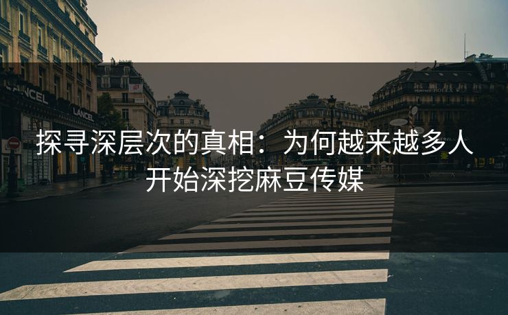 探寻深层次的真相:为何越来越多人开始深挖麻豆传媒 第1张 探寻深层次的真相:为何越来越多人开始深挖麻豆传媒 第1张