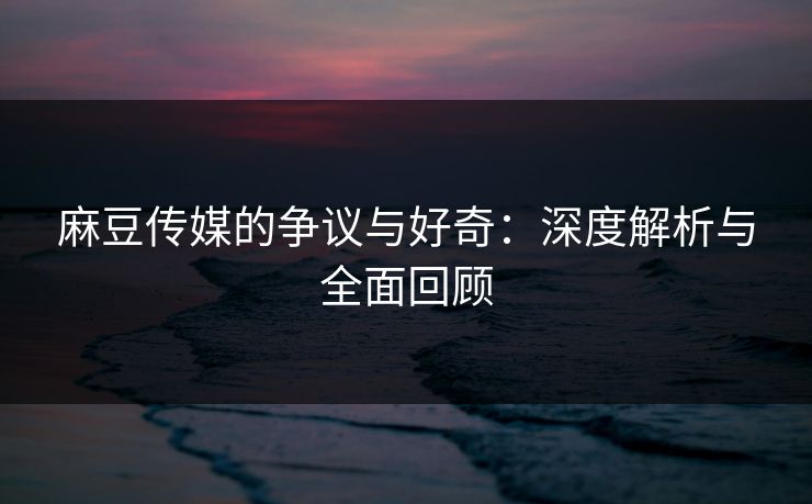 麻豆传媒的争议与好奇:深度解析与全面回顾 第1张 麻豆传媒的争议与好奇:深度解析与全面回顾 第1张